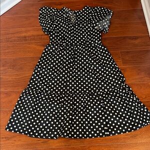 Who What Wear Black and White Polka Dot Midi Dress